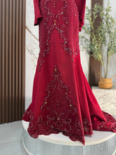 RAMONA - Baju Sanding Maroon Duchess with Lace Trumpet Dress