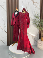 RAMONA - Baju Sanding Maroon Duchess with Lace Trumpet Dress