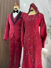 RAMONA - Baju Sanding Maroon Duchess with Lace Trumpet Dress