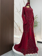 RAMONA - Baju Sanding Maroon Duchess with Lace Trumpet Dress