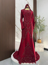 RAMONA - Baju Sanding Maroon Duchess with Lace Trumpet Dress