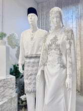 RAUDHAH - Baju Nikah Off White Double Face Dress with Detachable Cape-sewa baju nikah-tempah baju nikah
