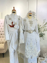Baju Sanding Perempuan Songket Putih-Baju Pengantin Kurung Songket Malaysia-Kot Raihan Lelaki Baju Sanding Putih