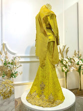 Baju Pengantin Kuning Diraja-Kebaya Moden untuk Majlis Perkahwinan-Songket Embroidery untuk Pengantin-Pakaian Sanding Tradisional Melayu-Kain Songket untuk Baju Pengantin