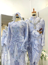 set lengkap baju sanding icy blue lelaki perempuan Malaysia-dress pengantin perempuan icy blue dengan veil dan selempang