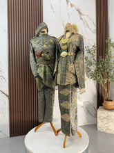 SALMA set baju sanding silver gold songket 3D kebaya moden dengan selempang sulam dan kot raihan untuk majlis perkahwinan tradisional melayu