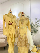 SALWA - Baju Sanding Light Yellow Songket Kurung Moden with Selempang Sulam
