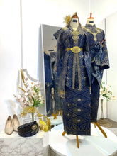 SANTUBONG – Baju Sanding Navy Blue & Gold Songket-Baju sanding navy blue-Songket kebaya navy gold