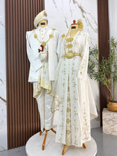SHARIFAH set baju sanding songket off-white gold long kebaya abaya dengan kot raihan untuk majlis perkahwinan tradisional melayu