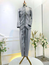Grey Prince Suit-Silver Embroidery Wedding Suit-Baju Pengantin Lelaki-Wedding Reception Suit-Prince Coat Design-Grey Suit Rental-Silver Lace Wedding Outfit-Baju Sanding-Groom Suit Rental-Traditional Wedding Suit