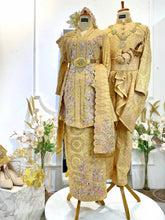 Kebaya Songket Peach Moden untuk Pengantin-Songket peach untuk majlis sanding-Kebaya moden dengan selempang sulam
