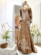 STARLA-Brown Songket Wedding Dress with Peplum (Baju Sanding)-baju sanding tradisional-baju sanding moden-baju sanding muslimah-baju pengantin tradisional-baju pengantin moden-baju pengantin muslimah-sewa baju sanding-sewa baju pengantin-butik baju sanding-butik baju pengantin