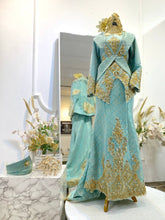 Elegant Teal Green Songket Malay Wedding Dress-SURAYA Baju Sanding