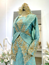 Elegant Teal Green Songket Malay Wedding Dress-Baju Sanding