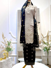 SURIRAM - Baju Sanding Light Brown Champagne Songket Tabur & Black Shantung Kurung Moden Wedding Dress with Selempang