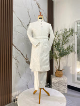 Sampin Songket Putih Motif Perak untuk Baju Melayu Nikah