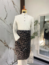 Sampin Songket Hitam Motif Perak untuk Baju Melayu Nikah
