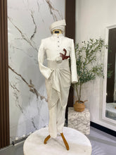 Set Tanjak Songket Putih Motif Perak lengkap untuk Baju Sanding lelaki