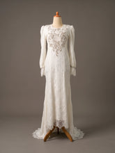 TASNIM preloved baju nikah off white French lace dress, full body front view, size M