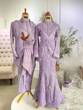 Purple Lavender Baju Sanding Songket 3D with Light Pink accents - Modern 2-piece wedding dress and Kot Raihan suit rental by PP Signature