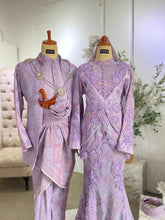 Purple Lavender Baju Sanding Songket 3D with Light Pink accents - Modern 2-piece wedding dress and Kot Raihan suit rental by PP Signature