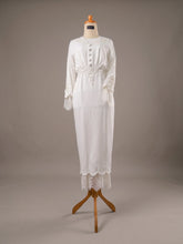 TULIP preloved baju nikah off white bridal satin pencil dress, full body front view, size M-tiara awatif