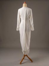 TULIP preloved baju nikah off white bridal satin pencil dress, full body back view-PP Signature Bridal