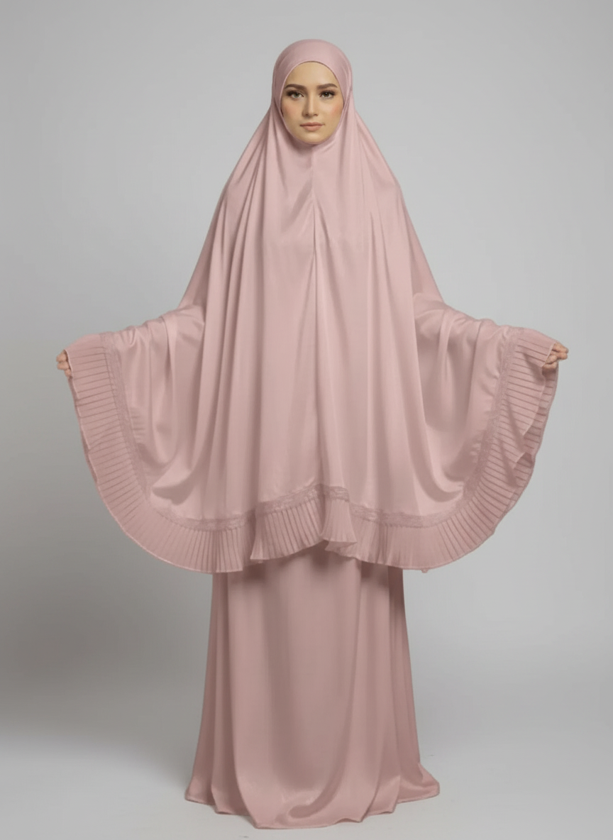 Telekung Ruby Series in Dusty Pink