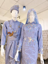 Elegant Baju Sanding Rental | UNICORN Dusty Blue Songket Collection-Dusty blue baju pengantin