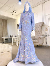 Traditional Baju Pengantin Rental | UNICORN Dusty Blue Wedding Set-Songket wedding dress rental