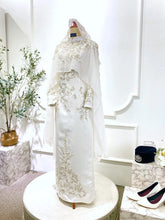 WASSINI - Baju Nikah Off White Bridal Satin Dress with Detachable Cape