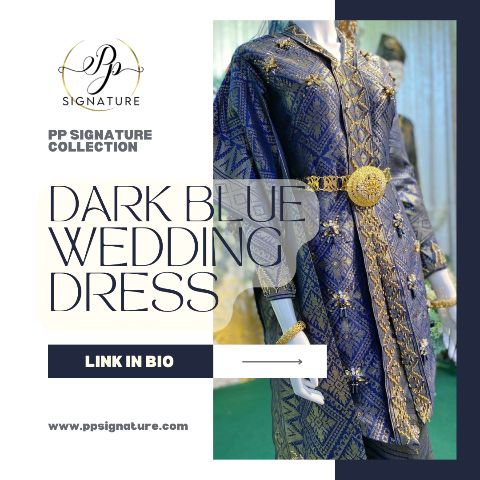 dark blue wedding dress-baju sanding biru gelap