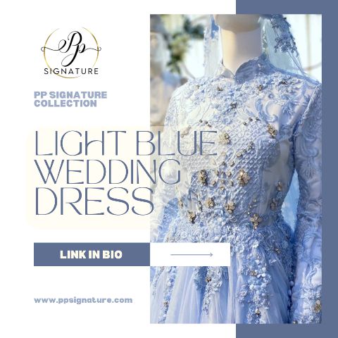 light blue wedding dress-baju sanding biru cair