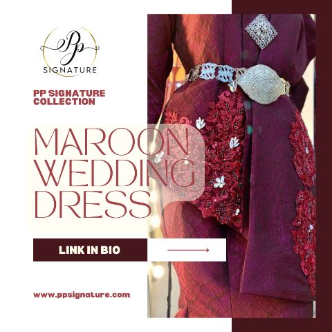 maroon wedding dress-baju sanding merah maroon