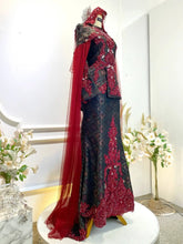 MANISA - Maroon Songket Two-Piece Wedding Dress with Detachable Cape (Baju Sanding)