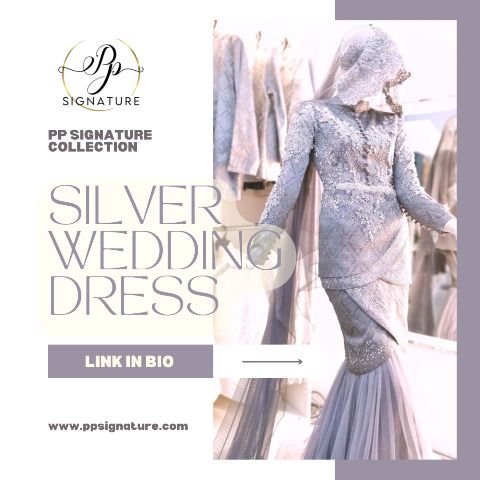 silver wedding dress-baju sanding kelabu perak