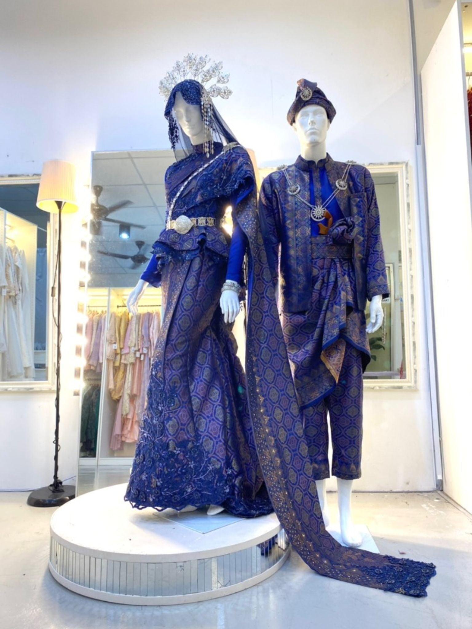 thailand modern dress RATNA SARI - Baju Sanding Thai Dress Songket Navy Blue & Purple