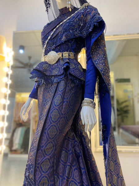 RATNA SARI - Baju Sanding Thai Dress Songket Navy Blue & Purple | PP