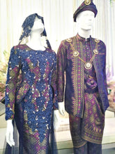 Baju Sanding Butik Pengantin PP Signature Trumpet Dress with Trail, Songket 3D Navy Blue