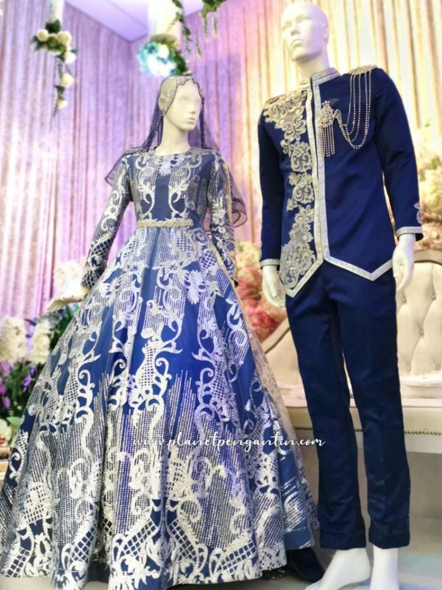 Busana Pengantin-Ballgown Duchess with Glitter lace, Navy Blue | BEATRIZ-Butik Pengantin PP