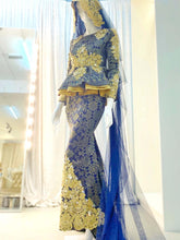 Baju Sanding-Two Piece Peplum Songket Navy Blue-BIENDAButik Pengantin PP Signature