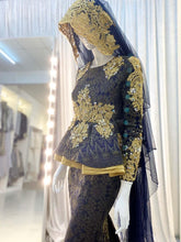 Baju Sanding-Two Piece Peplum Songket Navy Blue-BIENDAButik Pengantin PP Signature