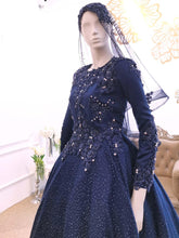 Baju Sanding-Ballgown Duchess with Glitter lace, Navy Blue-BRITTANY-Butik Pengantin PP Signature
