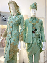 SABARIAH - Magnetic Kebaya Songket Wedding Dress, Mint Green and Gold - Baju Pengantin from PP Signature Bridal Boutique-Tempah Baju Pengantin Online