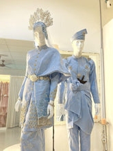 KENCANA - Baju Kurung Belah Songket Wedding Dress, Icy Blue and Silver from PP Signature Bridal Boutique. Tempah Baju Pengantin online-sewa baju pengantin