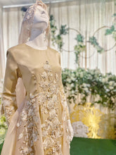 Sewa Baju Pengantin Muslimah Dress with Trail, Duchess Dusty Champagne by PP Signature Bridal Boutique-Malay Wedding Dress