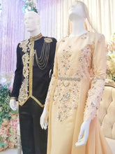 Sewa Baju Pengantin Muslimah Dress with Trail, Duchess Creamy Light Champagne by PP Signature Bridal Boutique-Malay Wedding Dress