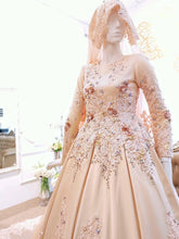 Sewa Baju Pengantin Muslimah Ballgown, Duchess Brown Champagne by PP Signature Bridal Boutique-Malay Wedding Dress