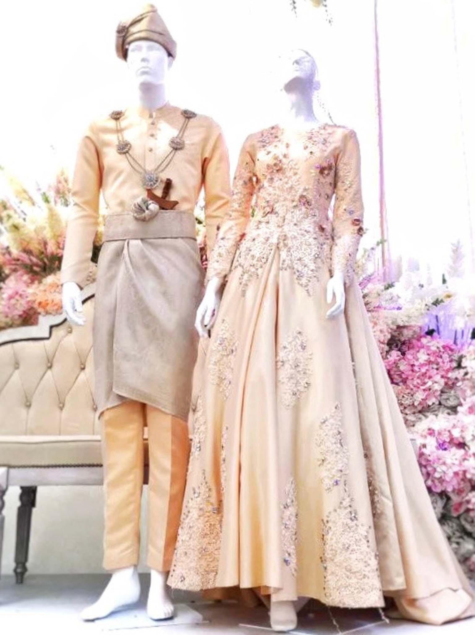 Sewa Baju Pengantin Muslimah Ballgown, Duchess Brown Champagne by PP Signature Bridal Boutique-Malay Wedding Dress