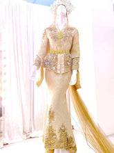 Sewa Baju Pengantin Muslimah Kebaya Moden, Songket Light brown champagne by PP Signature Bridal Boutique-Malay Wedding Dress